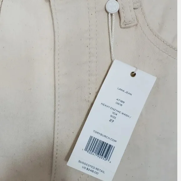 SOLD ‼️ Tory Burch Women's Lana Embroidered Cuff Jeans Pompom NWT $248.00 27 SM - Picture 6 of 9